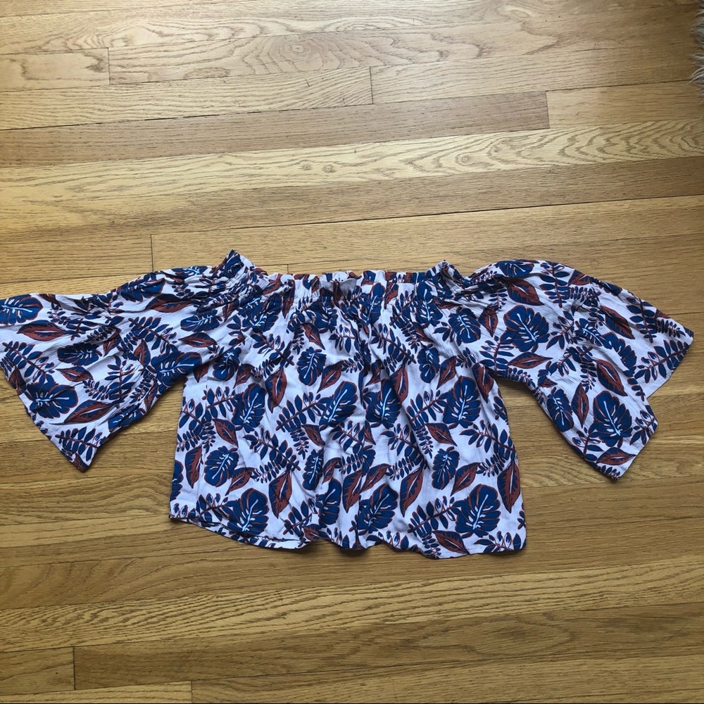 Tropical Print Off the Shoulder Blouse